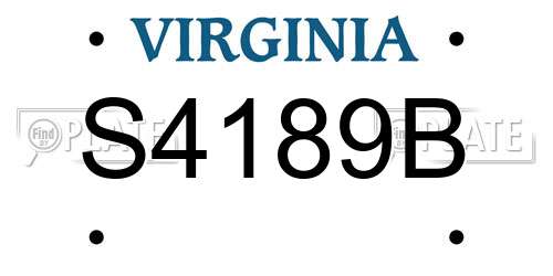 S4189B Virginia License Plate