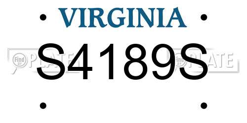 S4189S Virginia License Plate