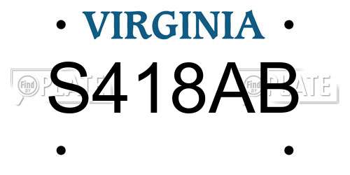 S418AB Virginia License Plate