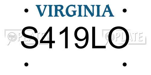 S419LO Virginia License Plate