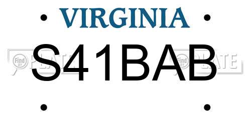 S41BAB Virginia License Plate