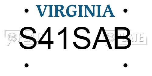S41SAB Virginia License Plate