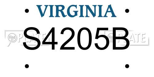S4205B Virginia License Plate