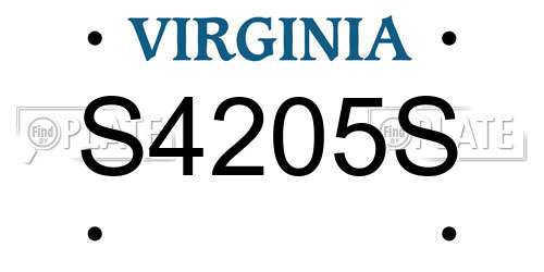 S4205S Virginia License Plate