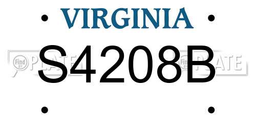 S4208B Virginia License Plate