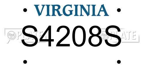 S4208S Virginia License Plate