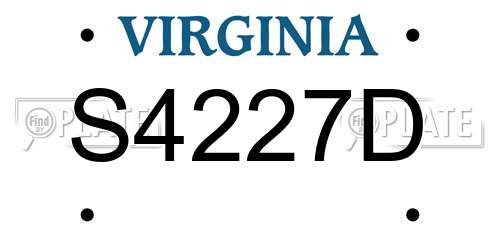 S4227D Virginia License Plate