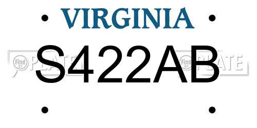 S422AB Virginia License Plate