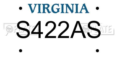 S422AS Virginia License Plate