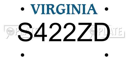 S422ZD Virginia License Plate