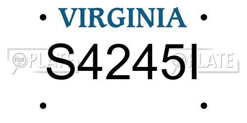 S4245I Virginia License Plate