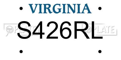 S426RL Virginia License Plate