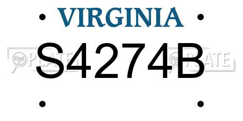 S4274B Virginia License Plate