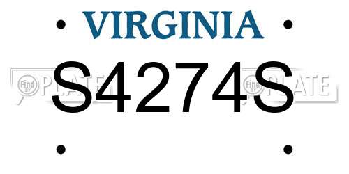 S4274S Virginia License Plate