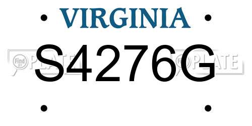 S4276G Virginia License Plate