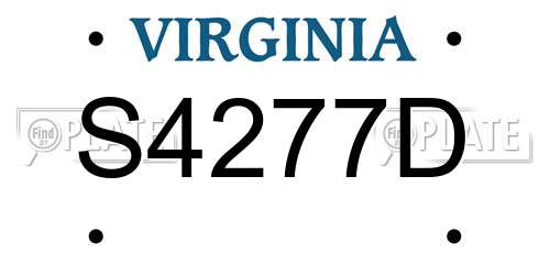 S4277D Virginia License Plate