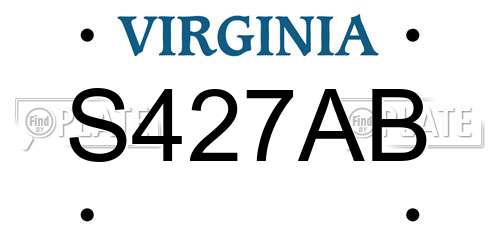 S427AB Virginia License Plate