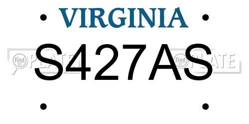 S427AS Virginia License Plate