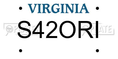 S42ORI Virginia License Plate