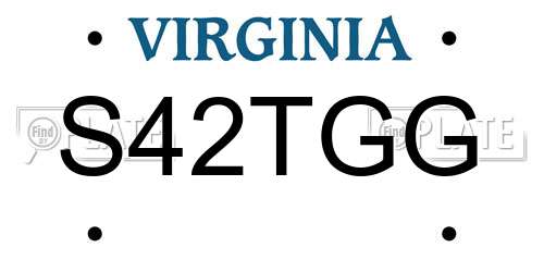 S42TGG Virginia License Plate