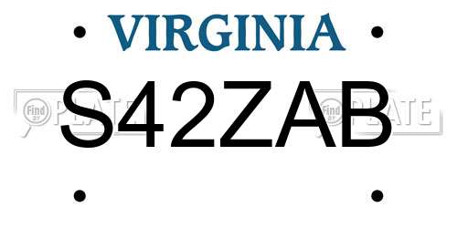 S42ZAB Virginia License Plate