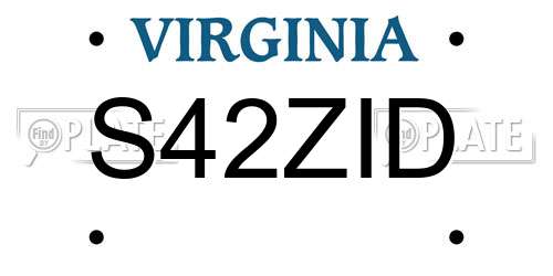 S42ZID Virginia License Plate