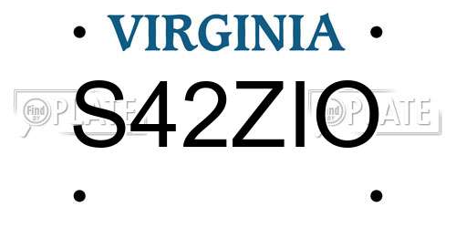 S42ZIO Virginia License Plate
