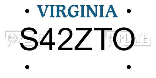 S42ZTO Virginia License Plate
