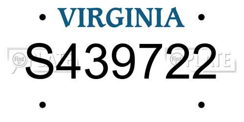 S439722 Virginia License Plate