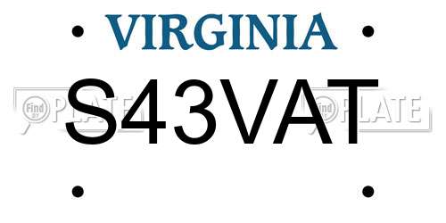 S43VAT Virginia License Plate
