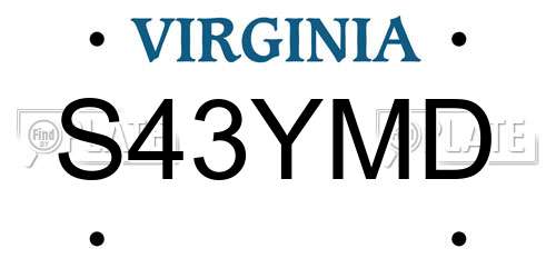 S43YMD Virginia License Plate
