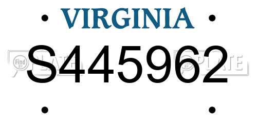 S445962 Virginia License Plate