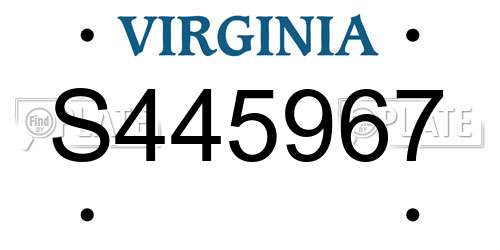 S445967 Virginia License Plate