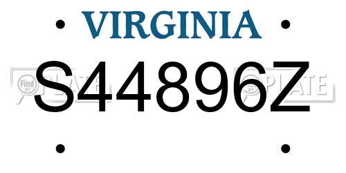 S44896Z Virginia License Plate