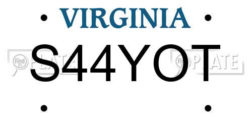 S44YOT Virginia License Plate