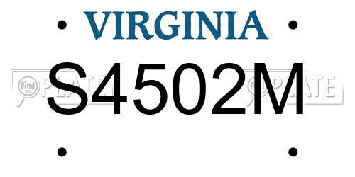S4502M Virginia License Plate