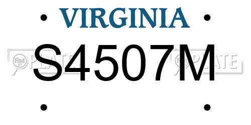 S4507M Virginia License Plate