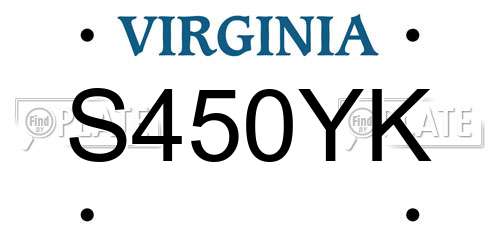 S450YK Virginia License Plate