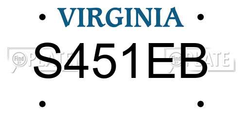 S451EB Virginia License Plate