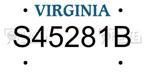 S45281B Virginia License Plate