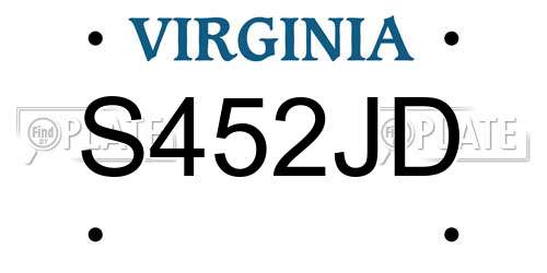 S452JD Virginia License Plate