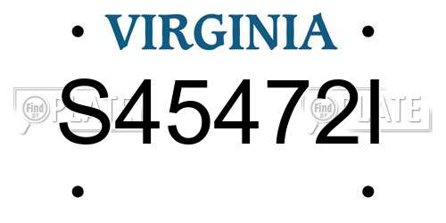 S45472I Virginia License Plate