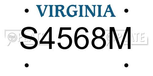 S4568M Virginia License Plate