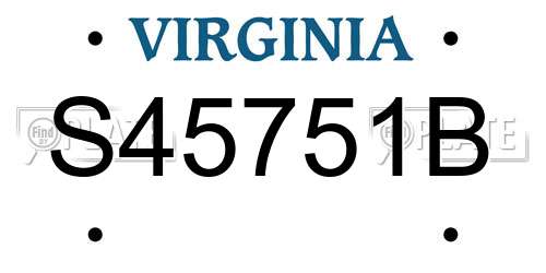 S45751B Virginia License Plate