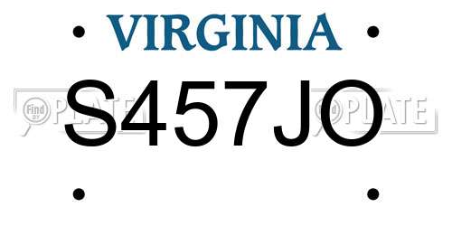 S457JO Virginia License Plate