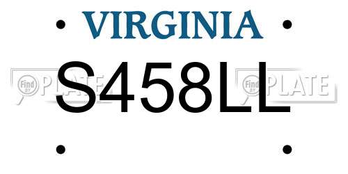 S458LL Virginia License Plate