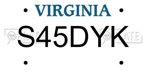 S45DYK Virginia License Plate