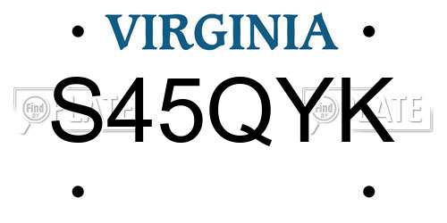 S45QYK Virginia License Plate