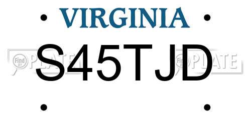 S45TJD Virginia License Plate