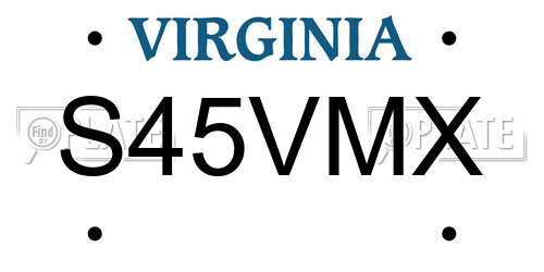 S45VMX Virginia License Plate
